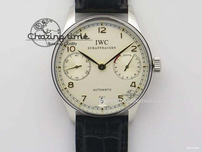 MIROTIME 0421 Elegant Portuguese IW371615 ZF 1:1 Best Edition SS Green Dial on Black Leather Strap A96355 V 7081